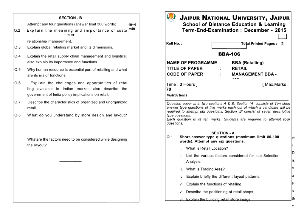 Attempt Any Four Questions (Answer Limit 300 Words)