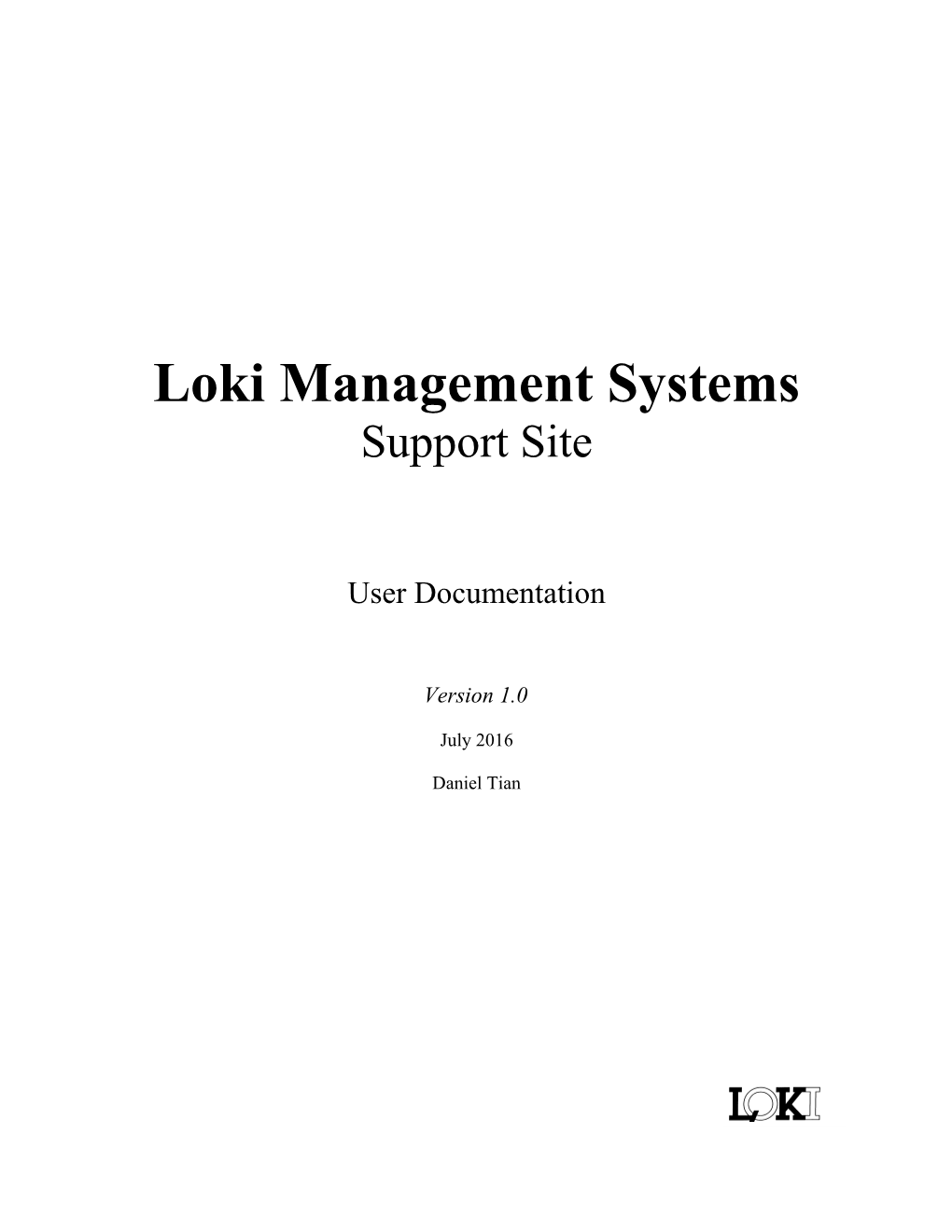 LOKI Support Site: User Guide