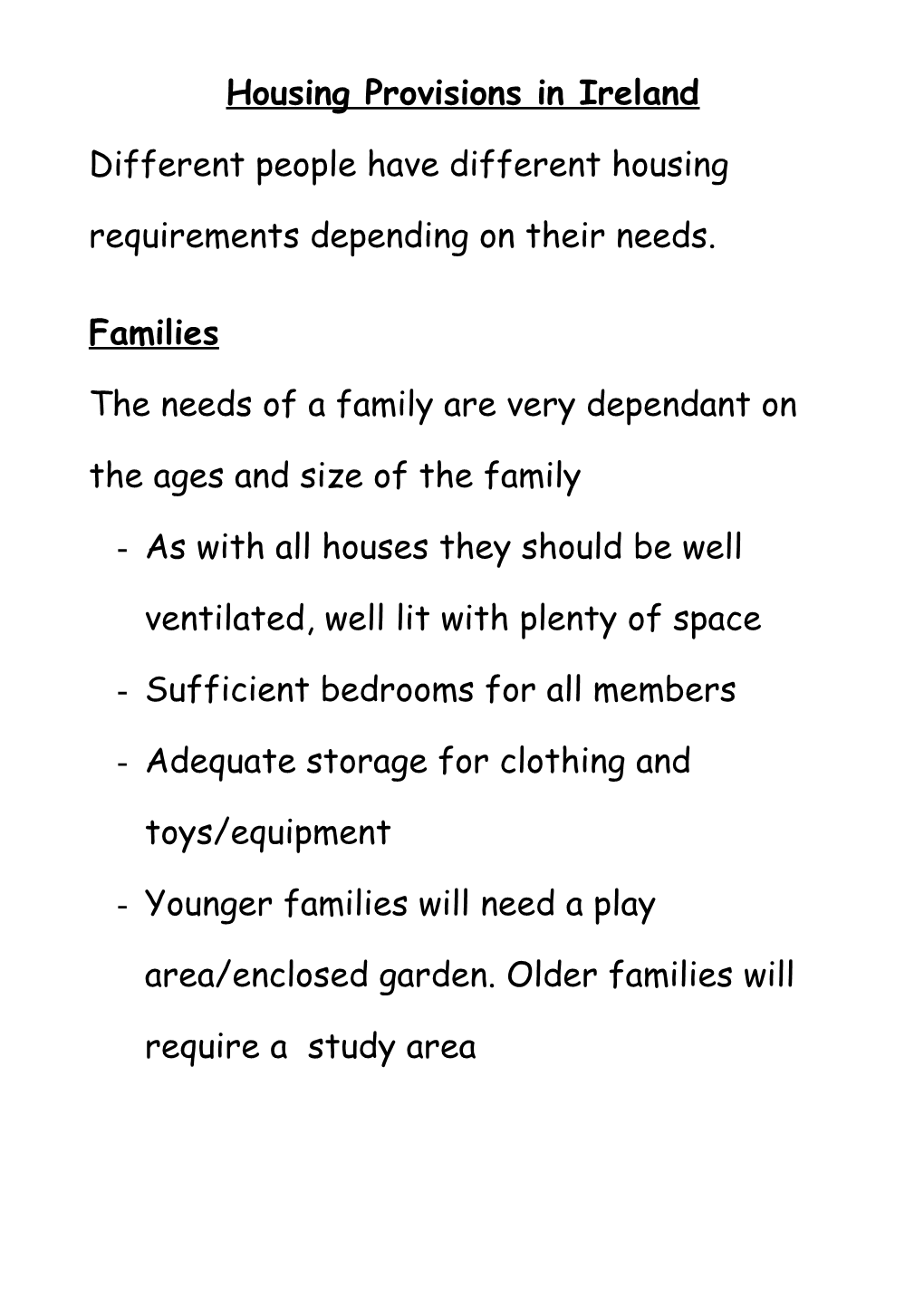 Housing Provisions in Ireland