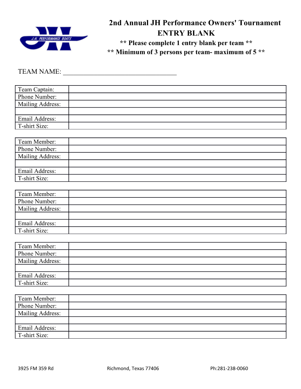 2Nd Annual JH Performance Owners' Tournament