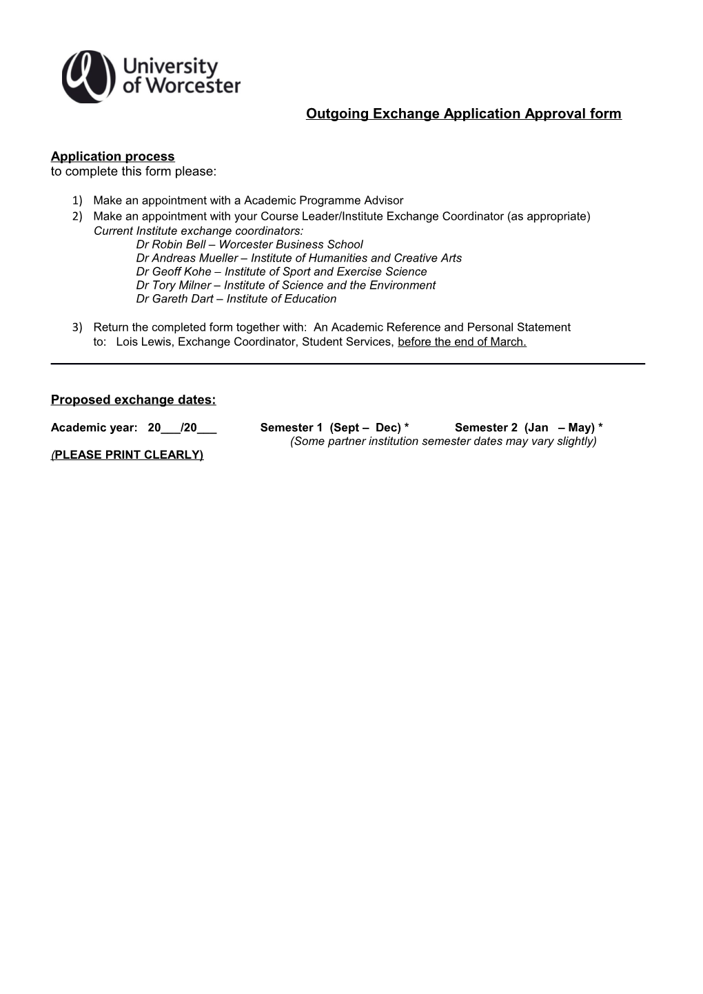 Outgoing Exchange Application Approval Form