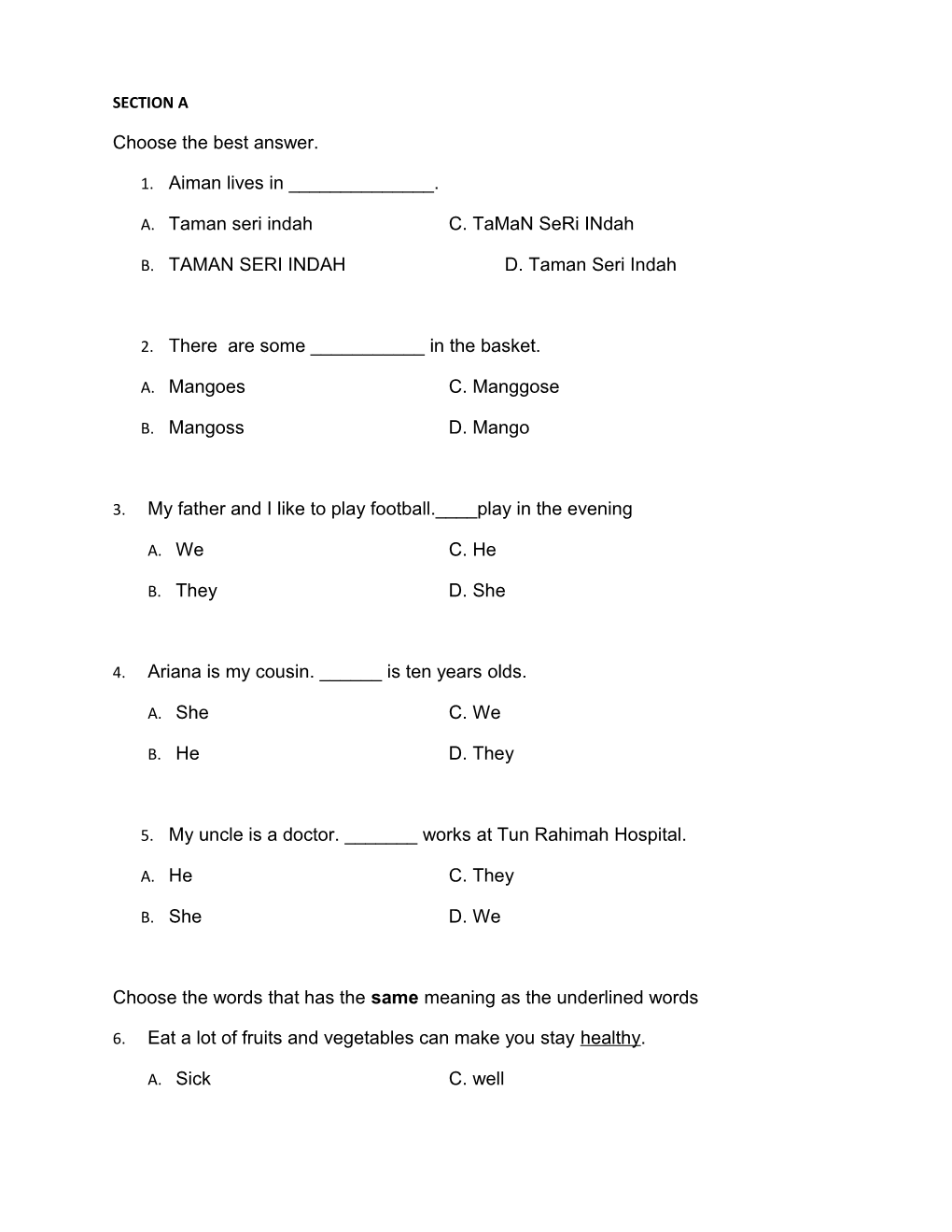 Choose the Best Answer s1