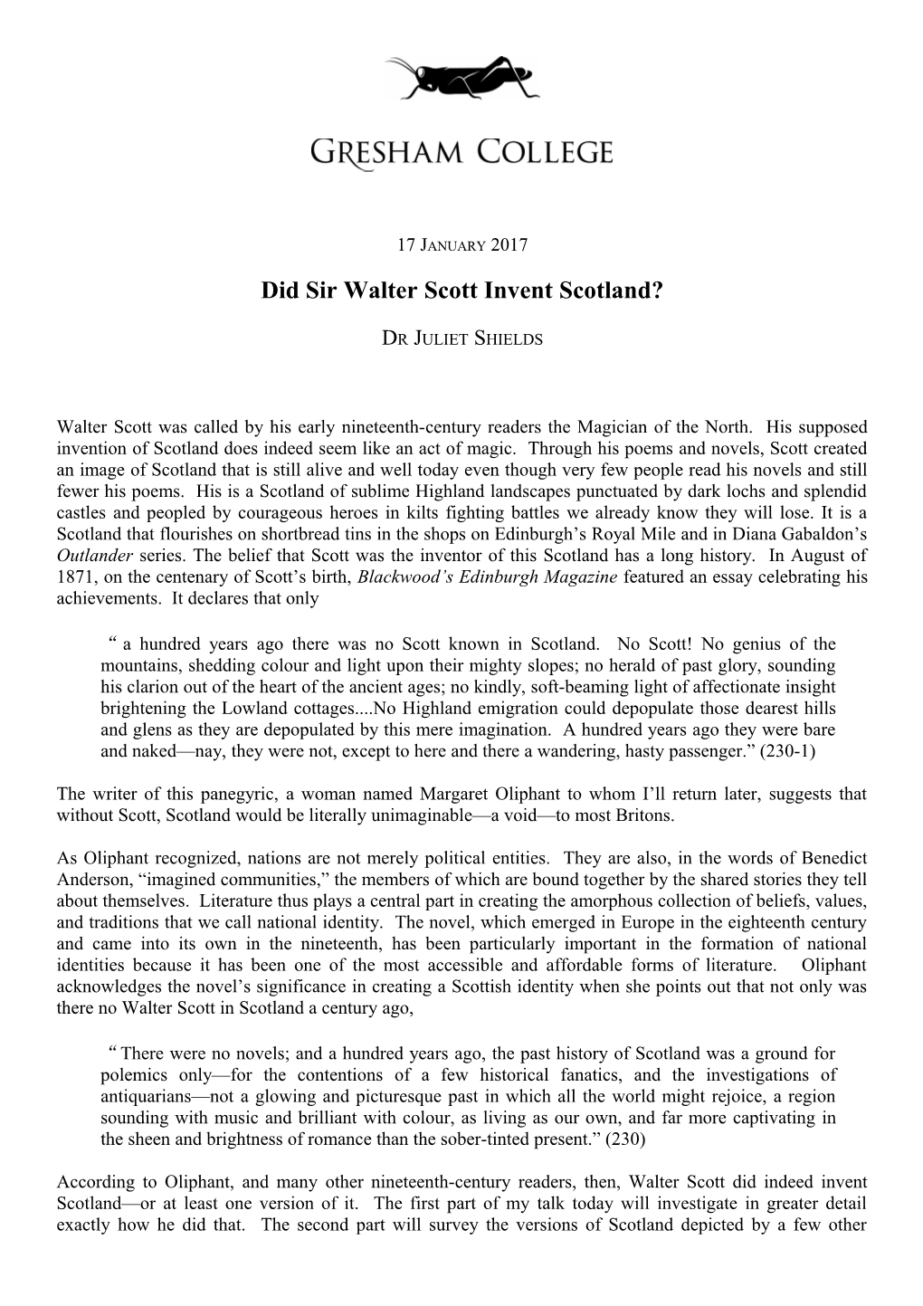 Did Sir Walter Scott Invent Scotland?