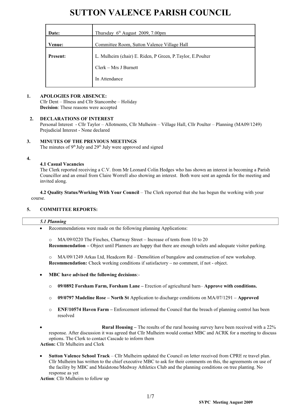 Sutton Valence Parish Council