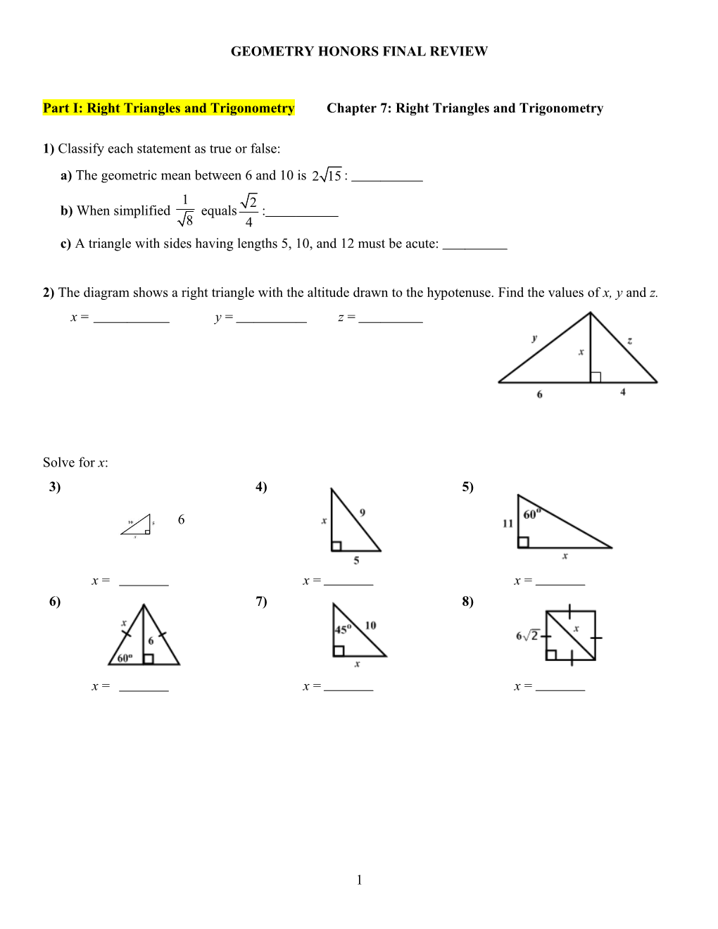 Geometry Cp Final Review