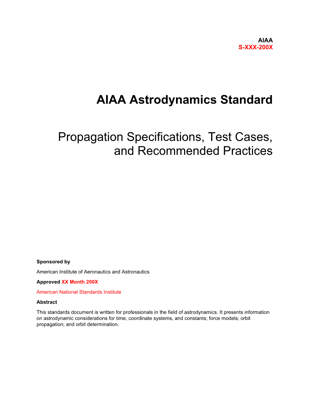 AIAA Astrodnamics Standard