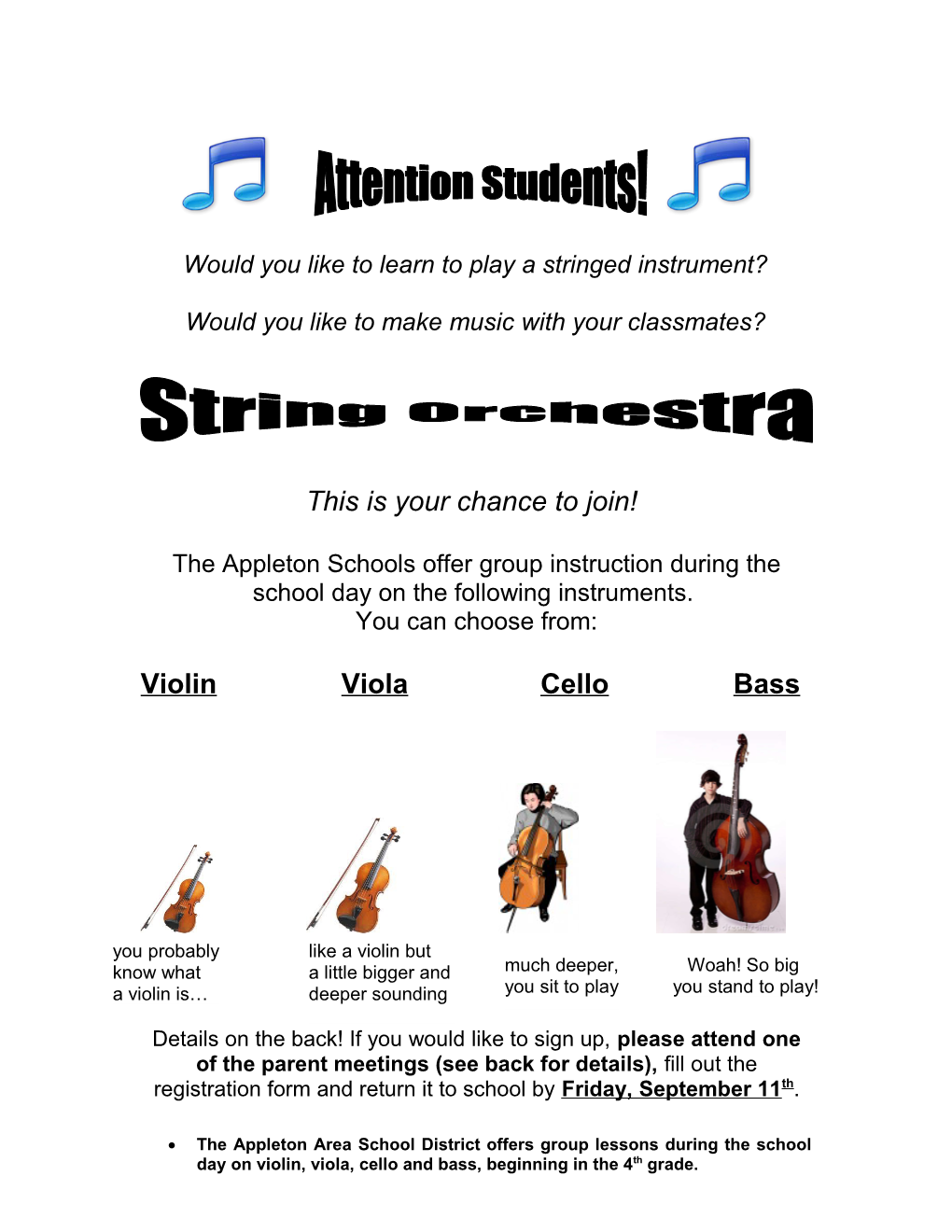 Would You Like to Learn to Play a Stringed Instrument?