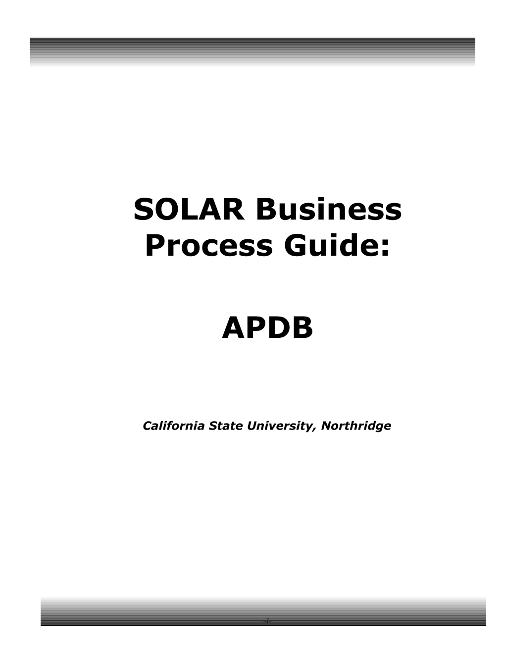 SOLAR Business Process Guide