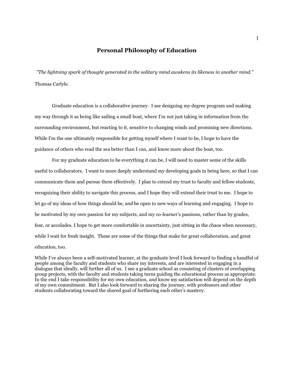 Personal Philosophy of Education