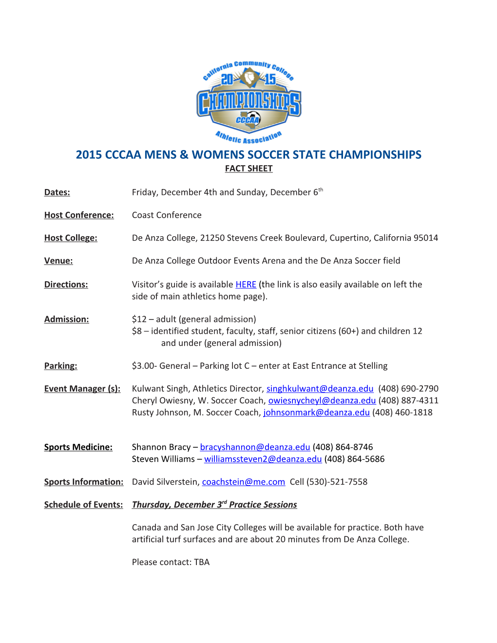 2015Cccaa Mens & Womens Soccer State Championships