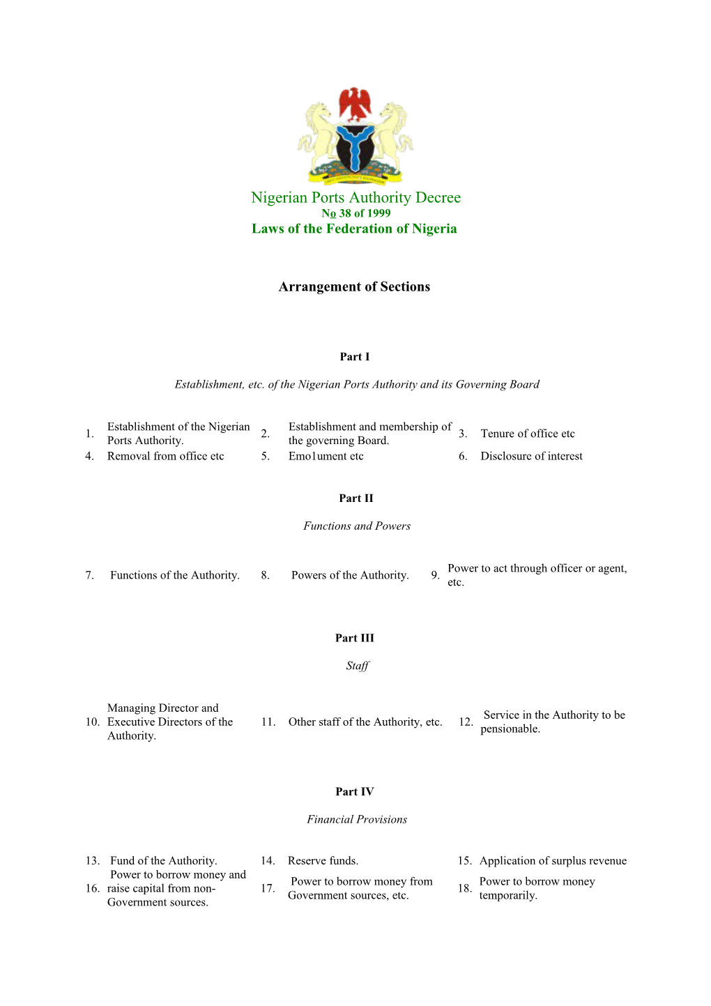 Laws of the Federation of Nigeria