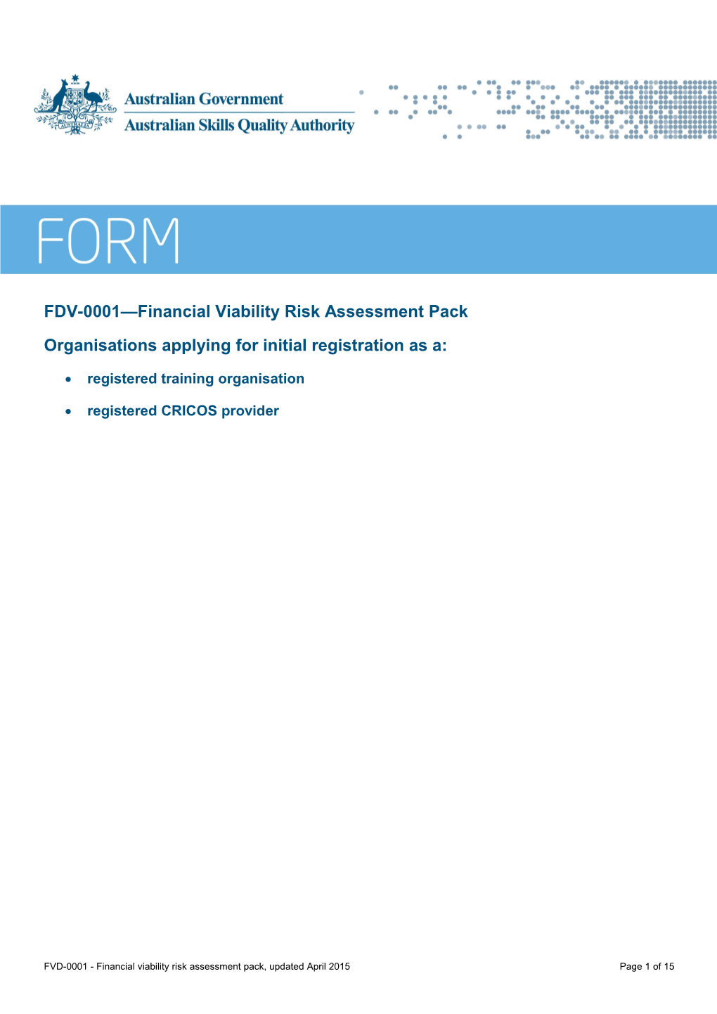 Financial Viability Risk Assessment Pack