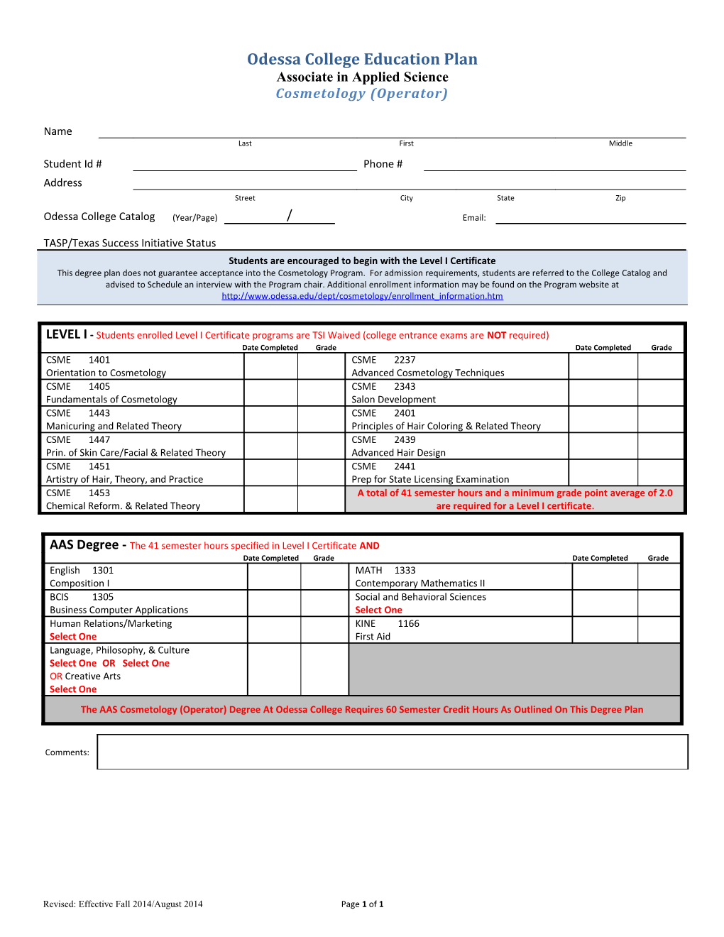 Odessa College Degree Plan s5