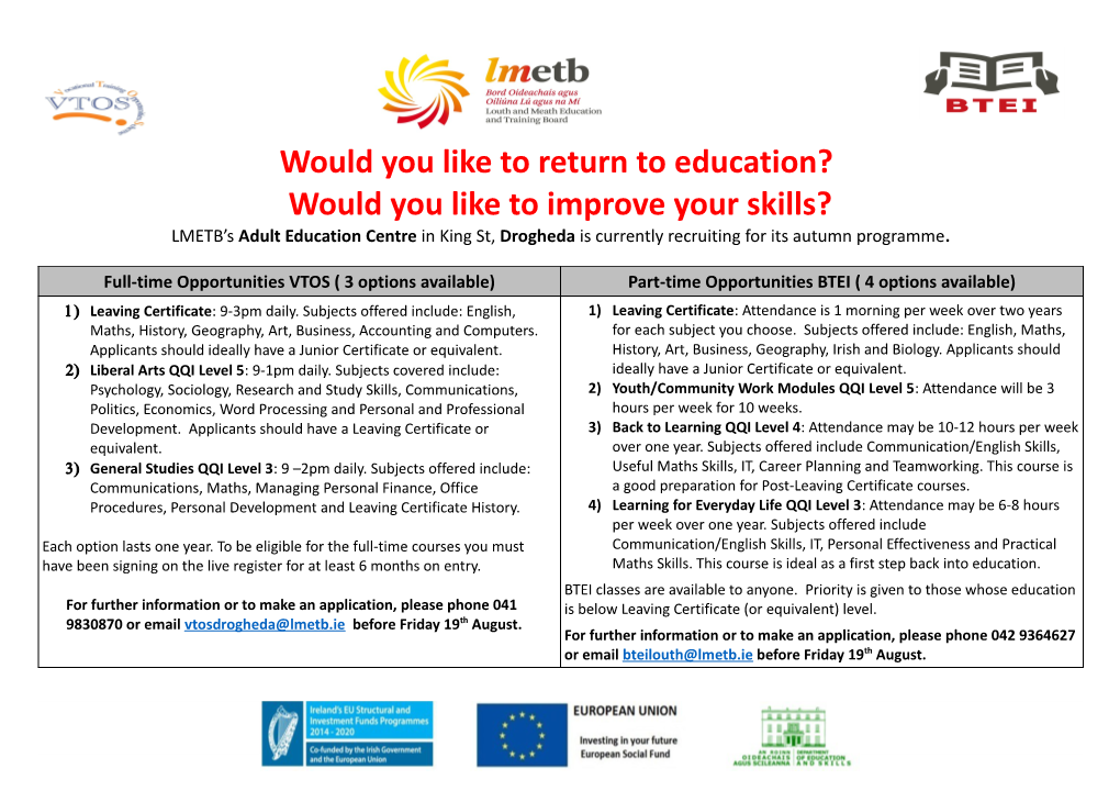 Would You Like to Return to Education?