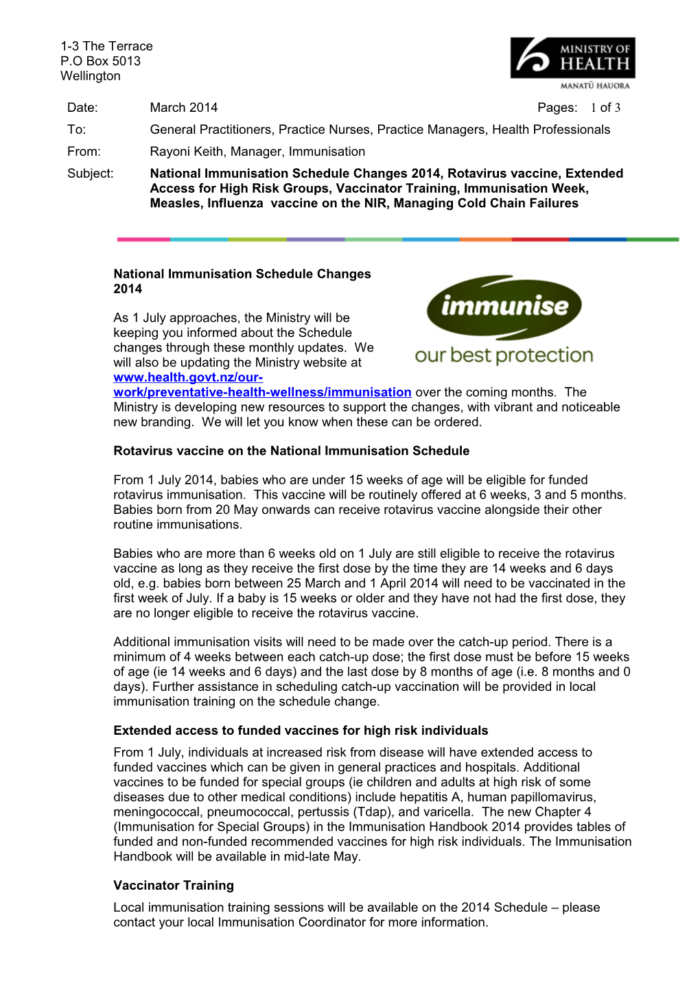 Rotavirus Vaccine on the National Immunisation Schedule