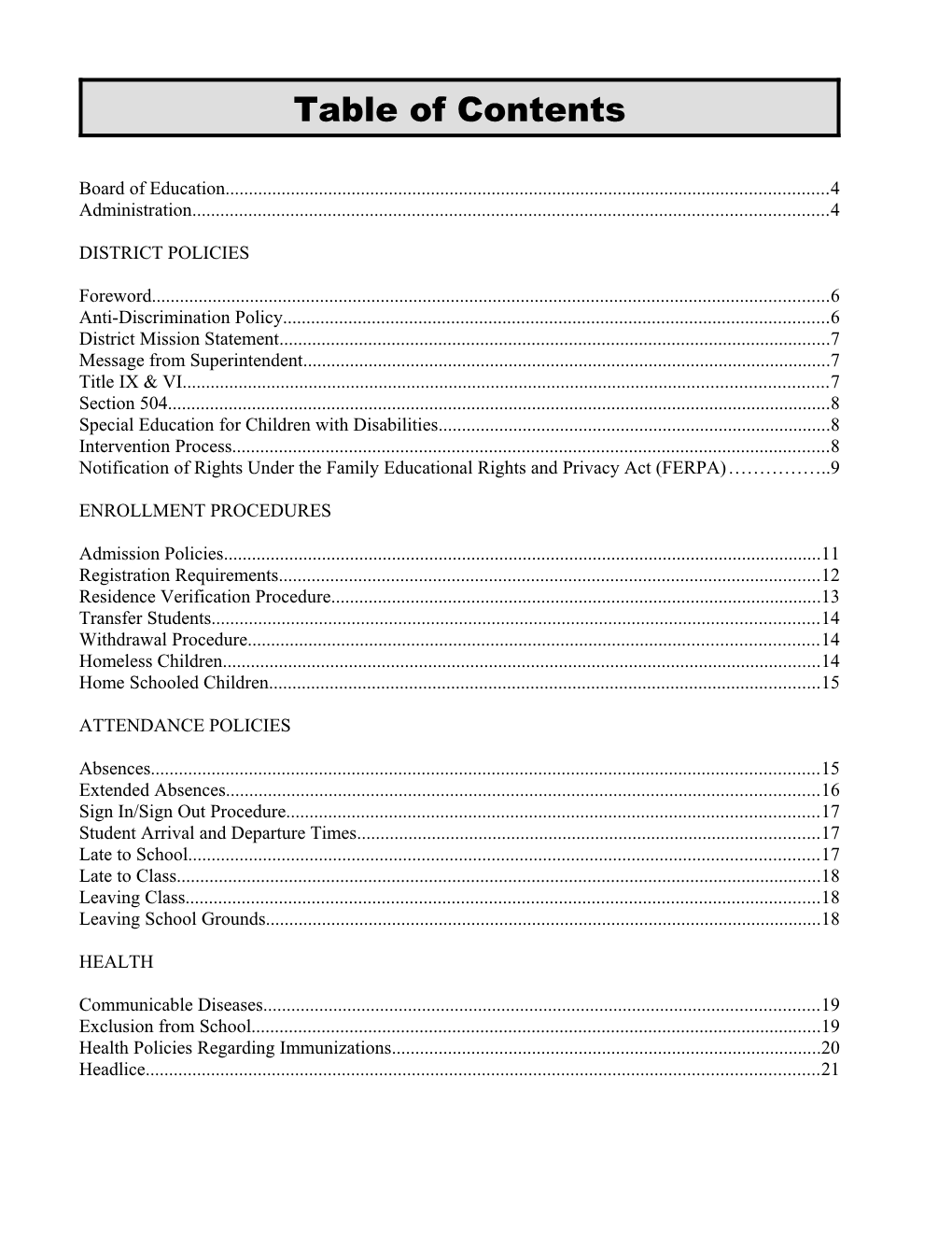 Table of Contents s294