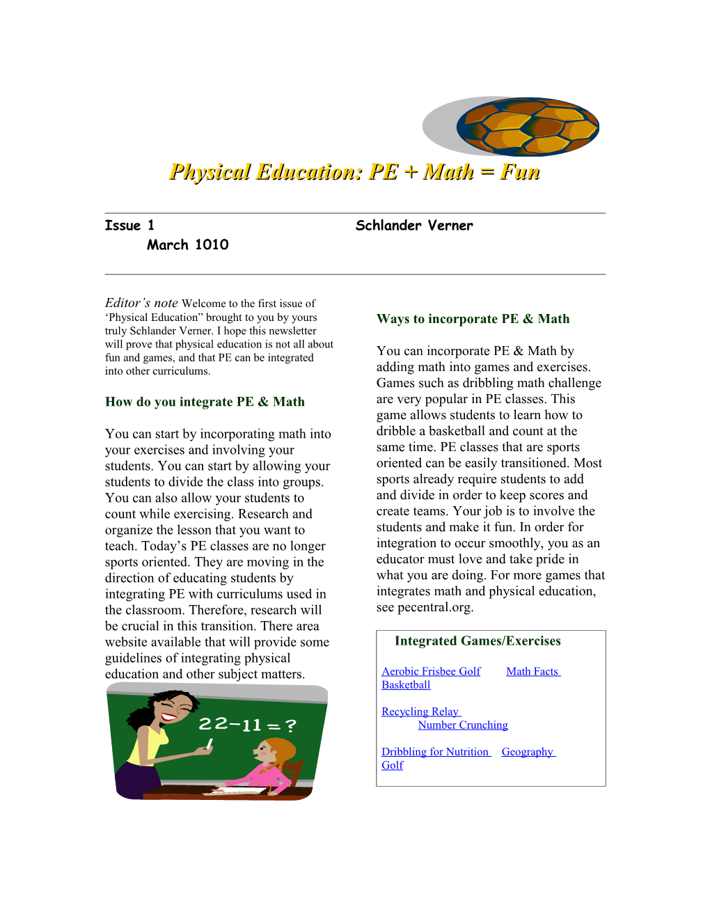 Physical Education: PE + Math = Fun