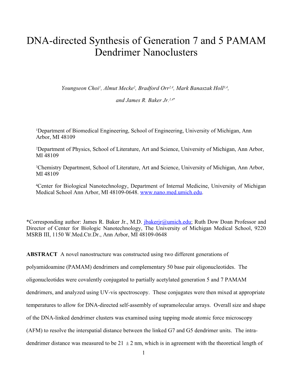 Manuscript for ACS Journal (Nanoletter) 03/11/03