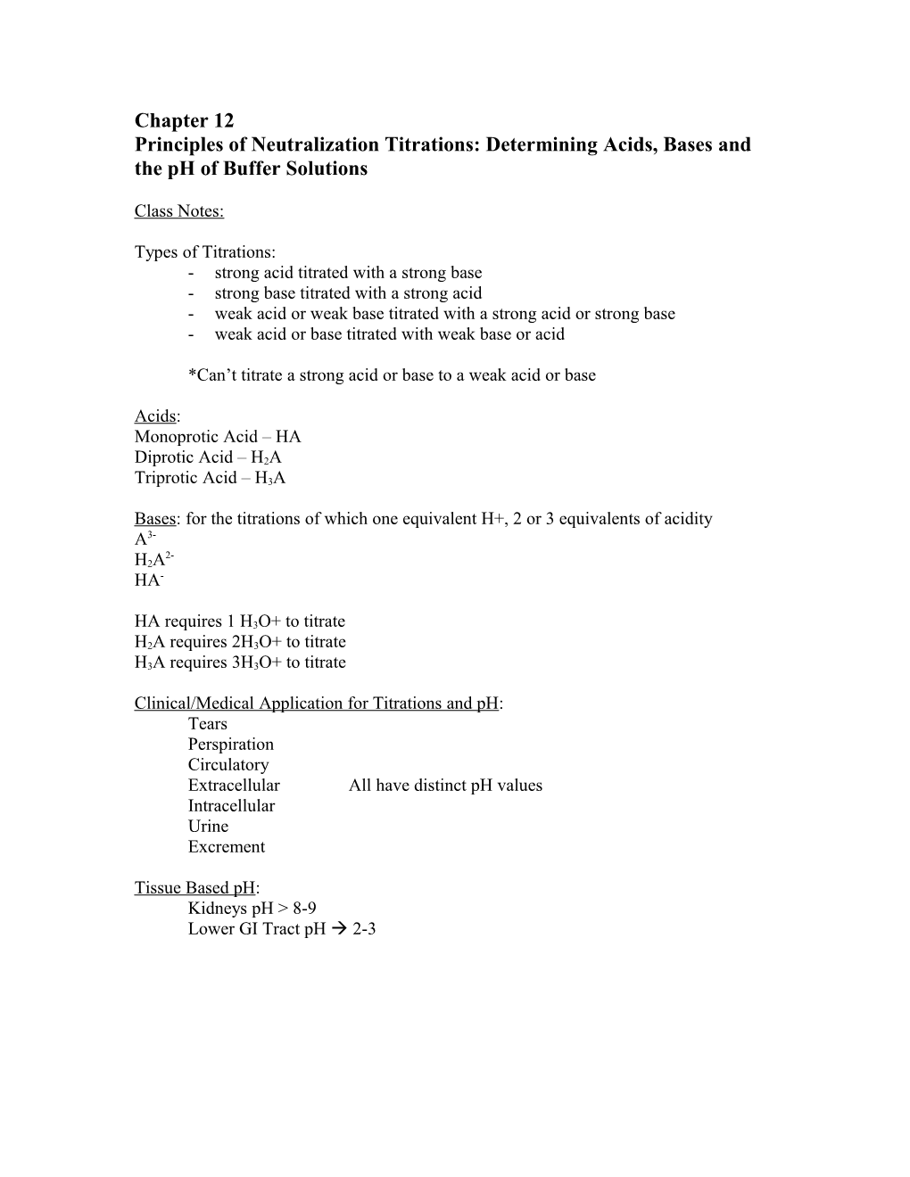 Principles of Neutralization Titrations: Determining Acids, Bases and the Ph of Buffer