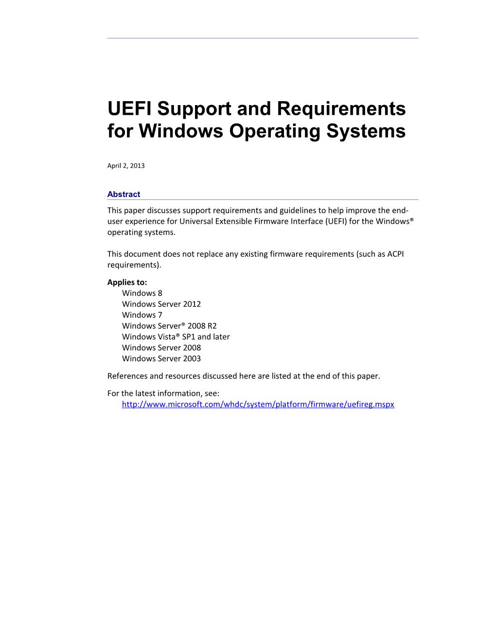 UEFI Support and Requirements for Windows Operating Systems - 8