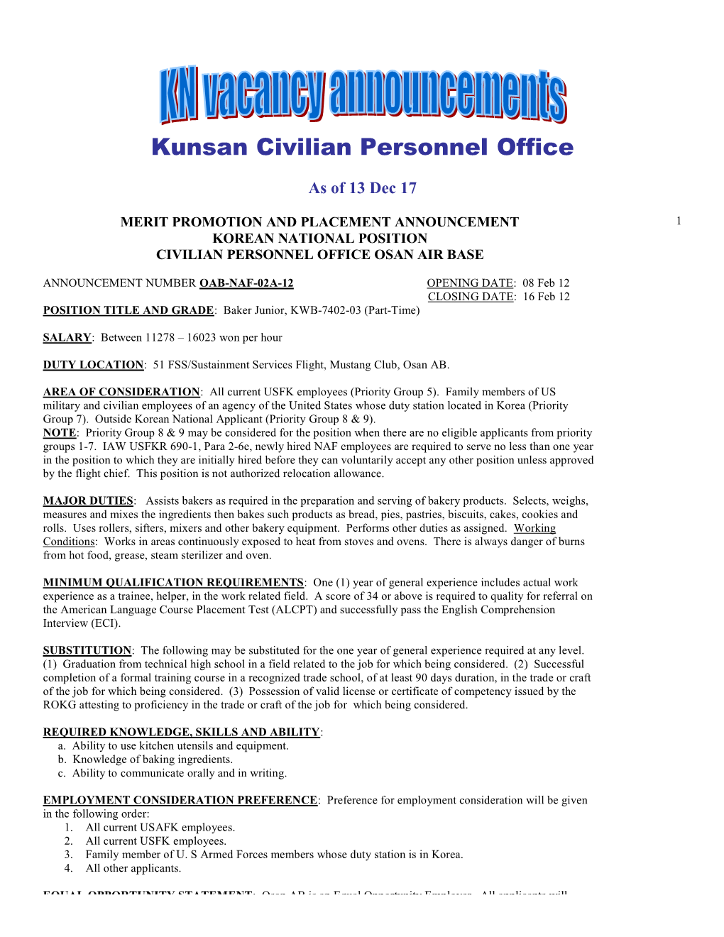 Osan Civilian Personnel Flight