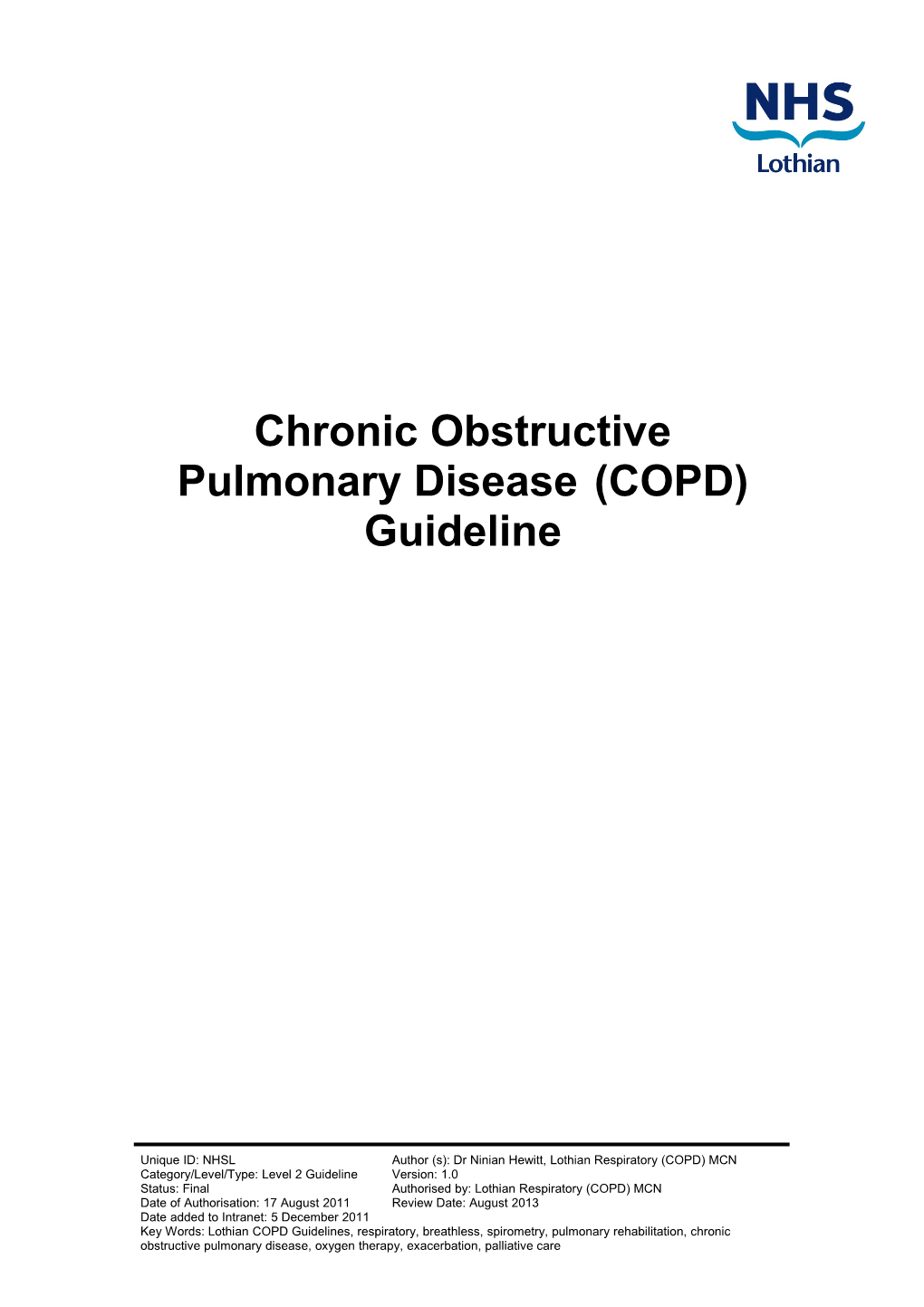 Lothian COPD Guidelines 2011 Update V1.0