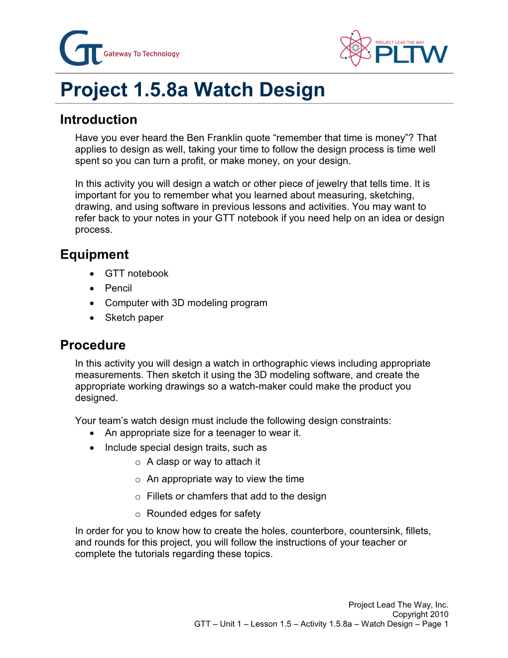 Activity 1.5.8A Watch Design