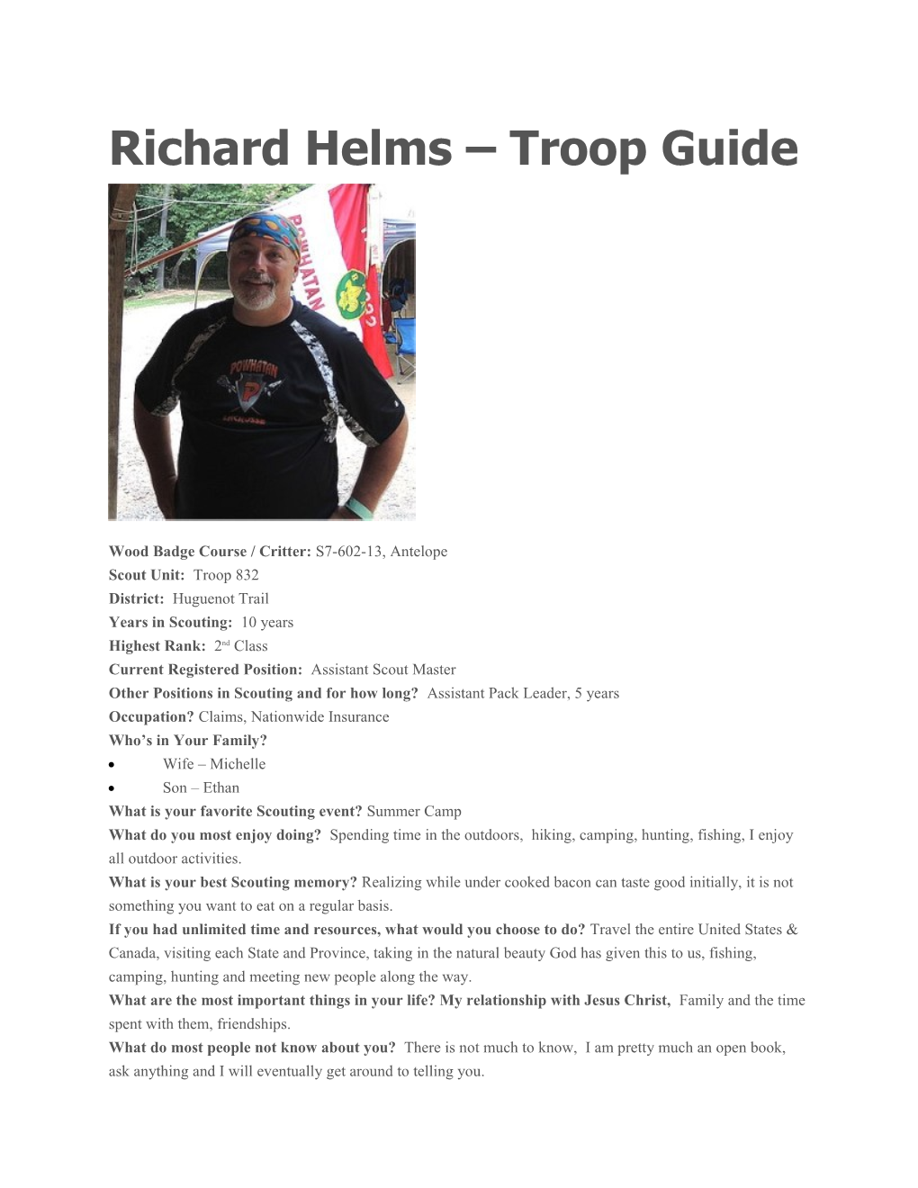 Richard Helms Troop Guide