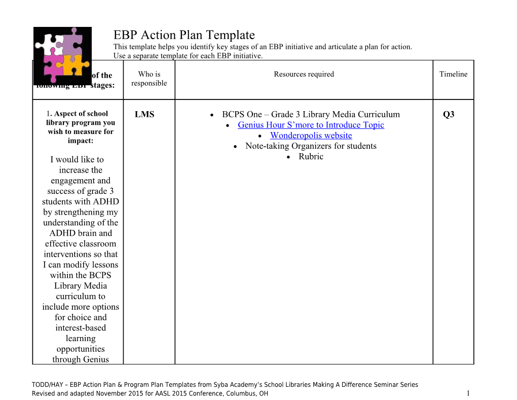 EBP Action Plan Template