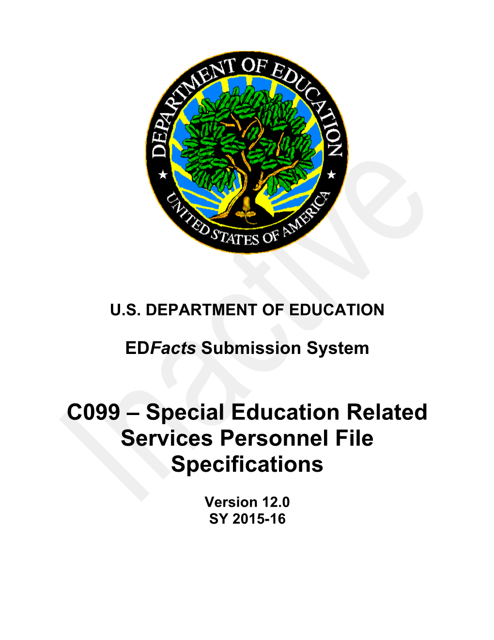 Special Education Related Services Personnel File Specifications