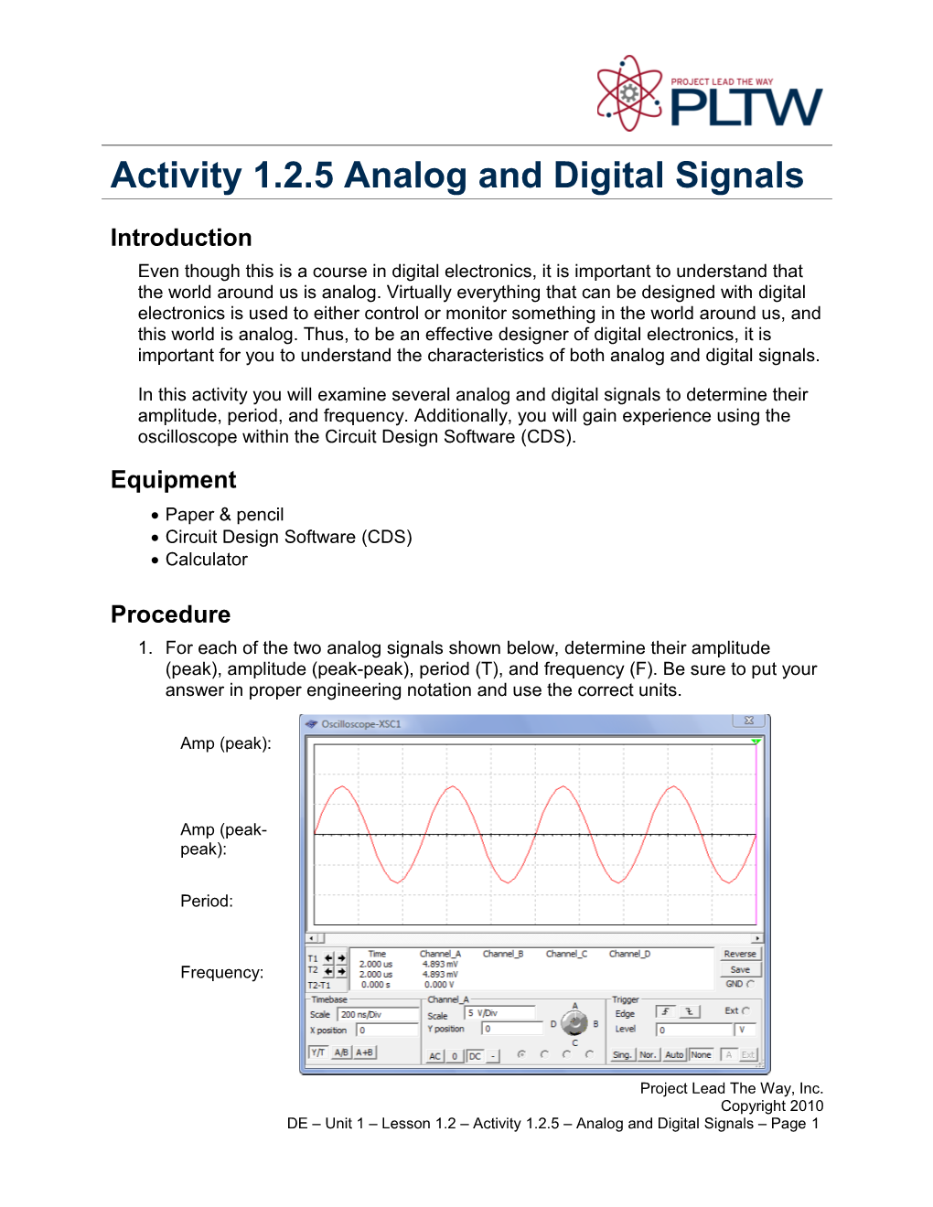 Activity 1.2.5 Analog And Digital Signals