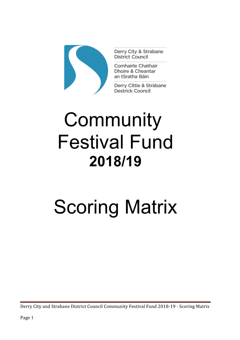 Derry City and Strabane District Council Community Festival Fund 2018/19