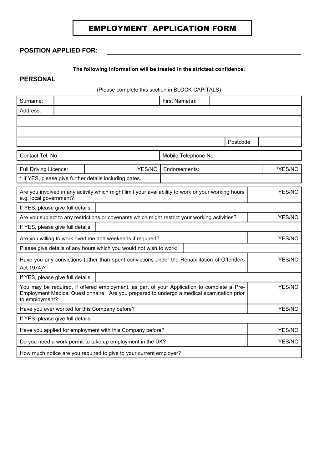 Employment Application Form s12