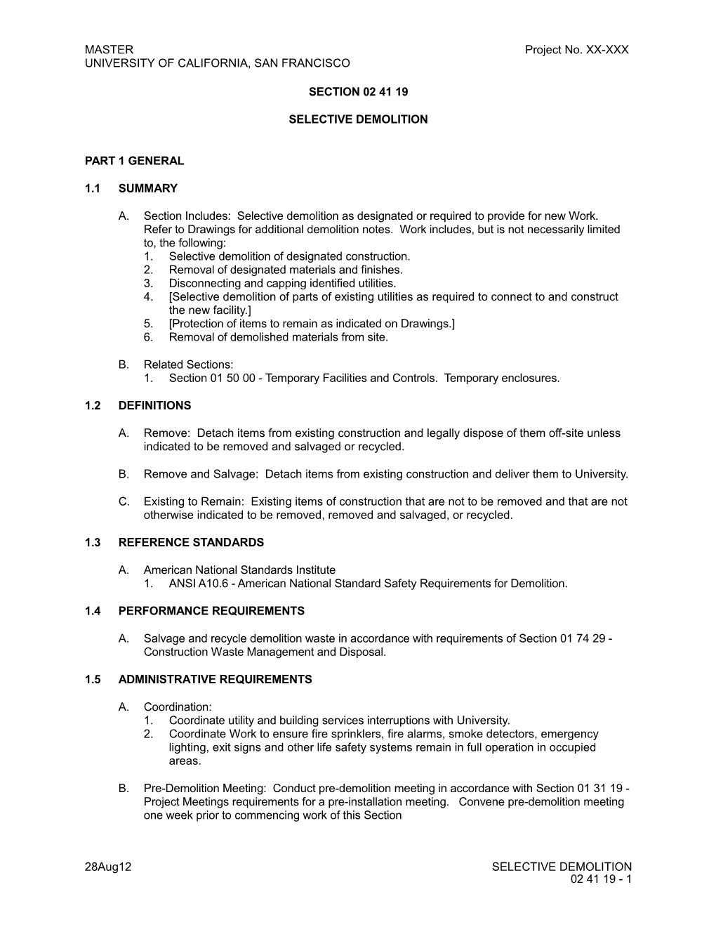 Section 02 41 19 - Selective Demolition