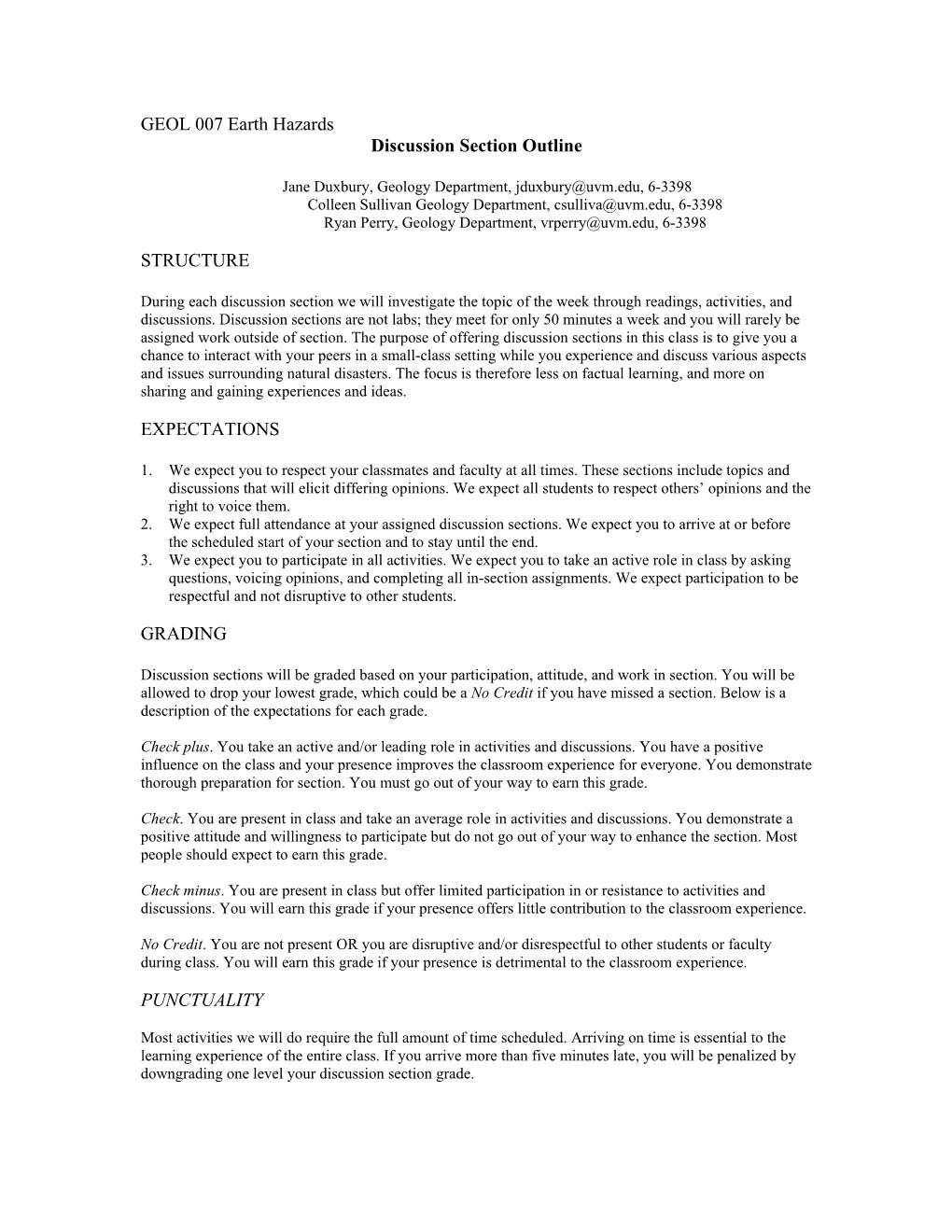 GEOL 007 Earth Hazards