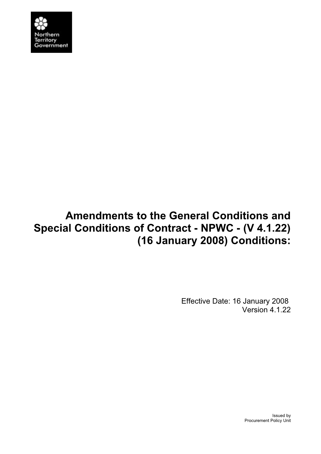 Amendments to the General Conditions and Special Conditions of Contract - NPWC - (V 4.1.22)