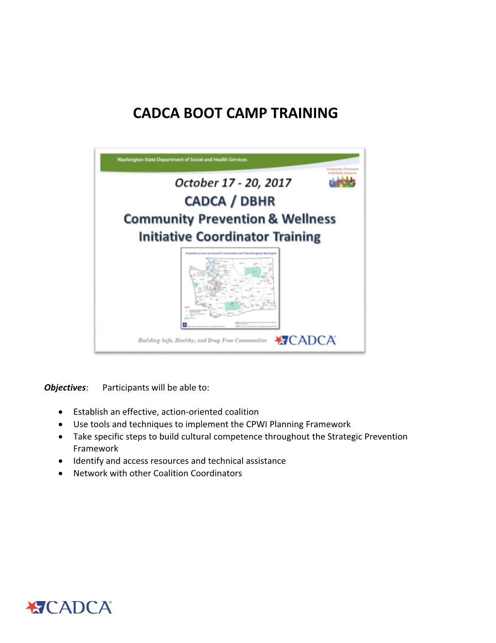 Cadca Boot Camp Training
