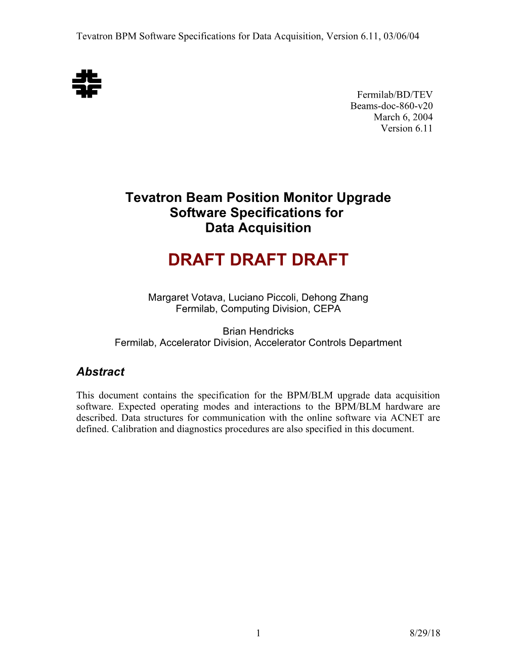 Tevatron BPM Requirements