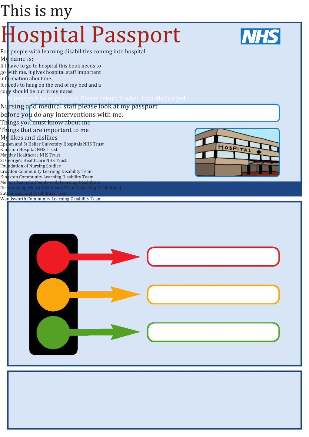 For People with Learning Disabilities Coming Into Hospital