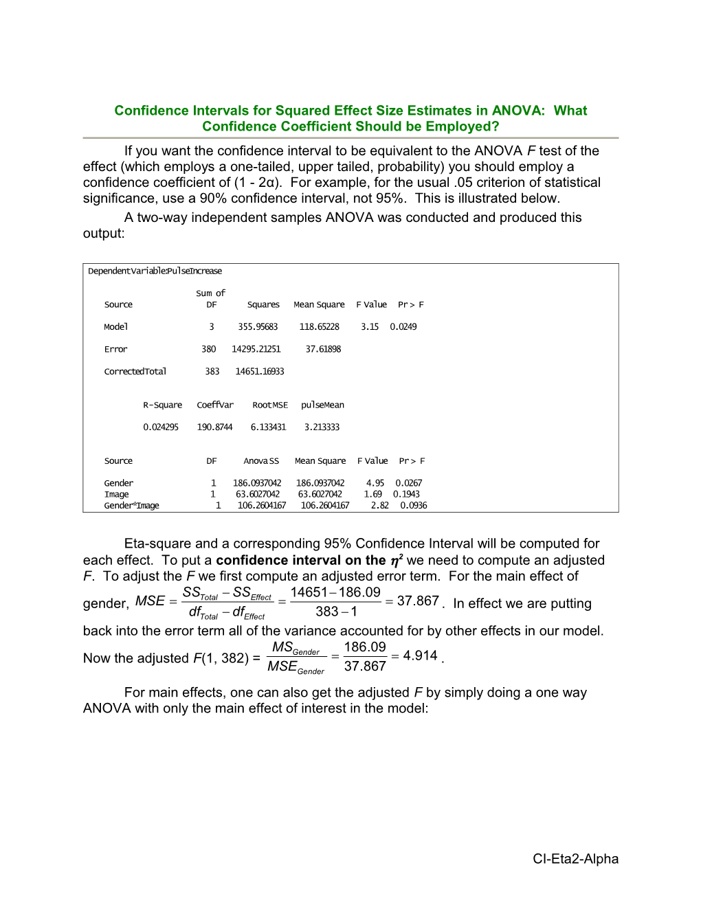 Confidence Intervals for Squared Effect Size Estimates in ANOVA: What Confidence Coefficient