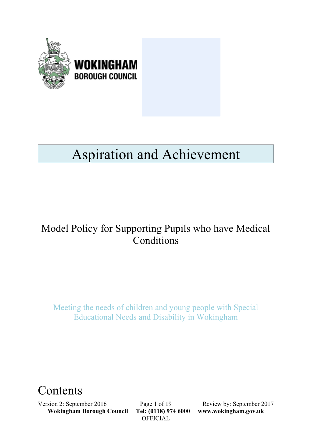 Model Policy for Supporting Pupils Who Have Medical Conditions