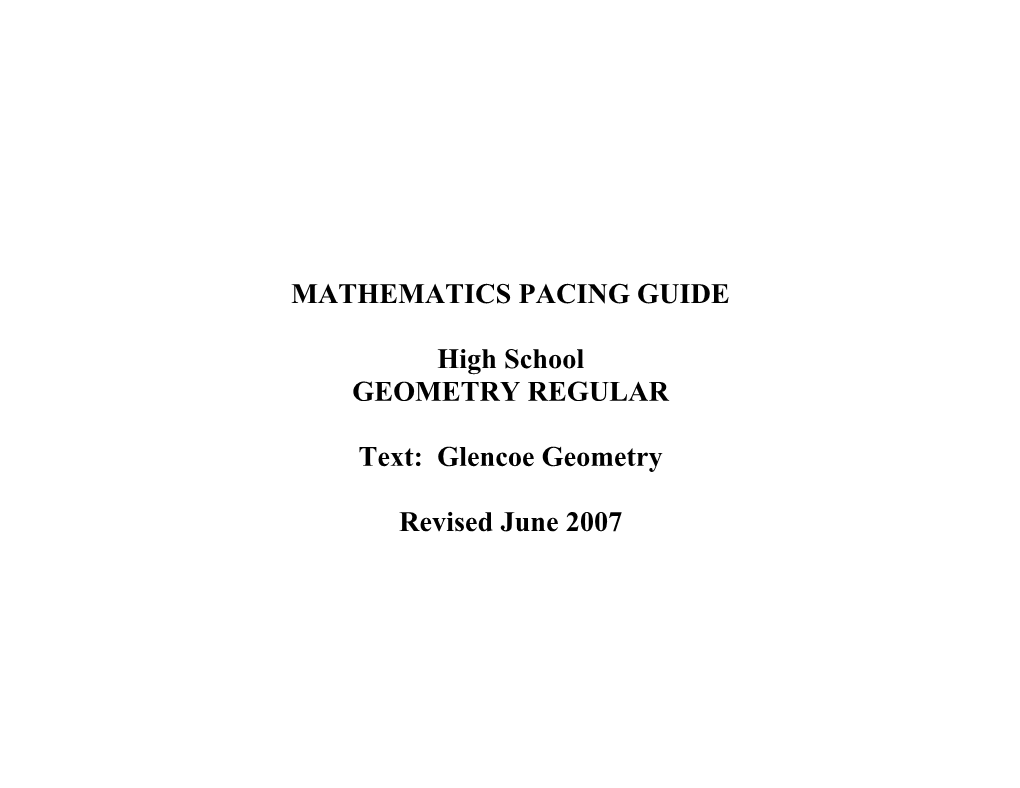 Mathematics Pacing Guide