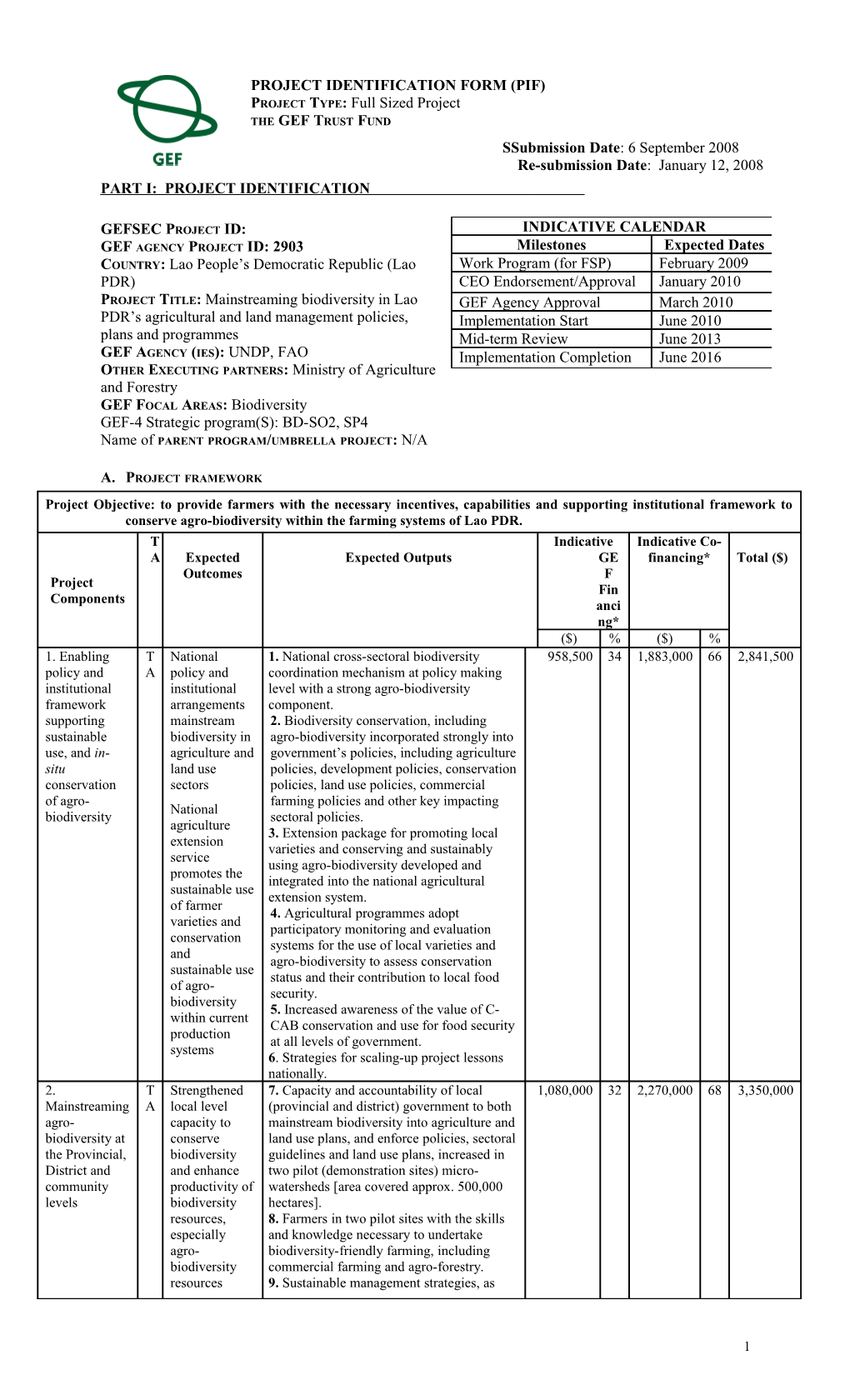 Project Identification Form (Pif) s3