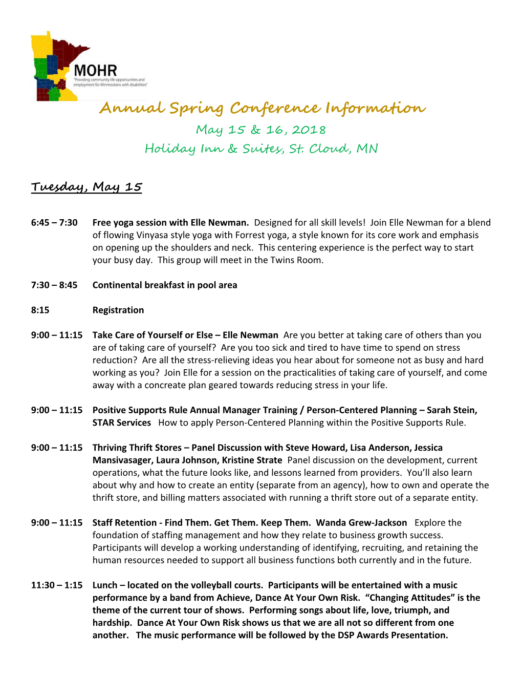 Annual Spring Conference Information