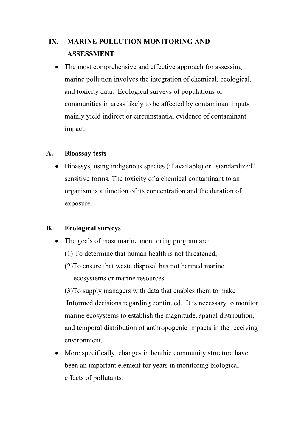 Ix. Marine Pollution Monitoring and Assessment