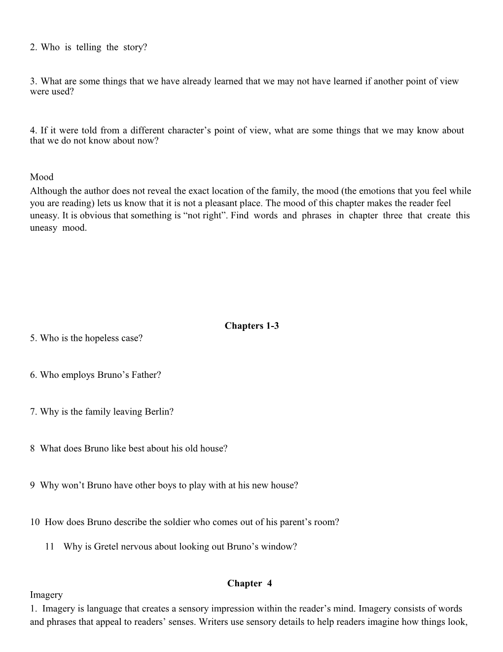 Boy In Striped Chapter Questions Guide USE