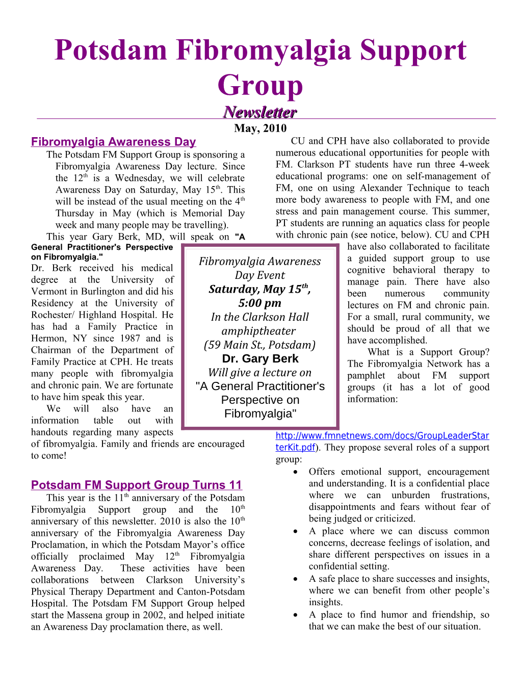 Potsdam Fibromyalgia Support Group s2