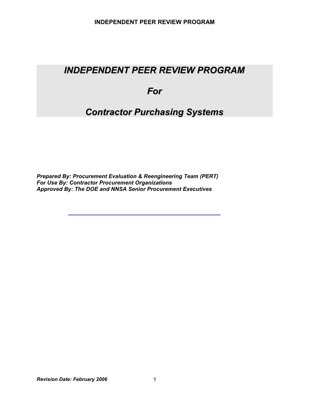 Independent Peer Review Program