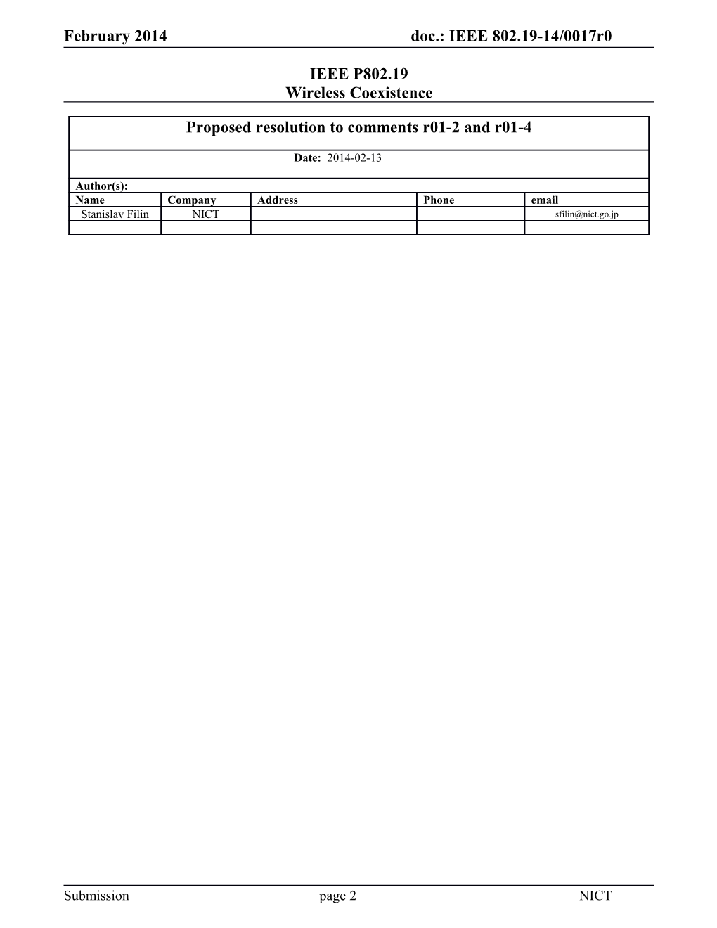 Proposed Resolution to Comments R01-2 and R01-4