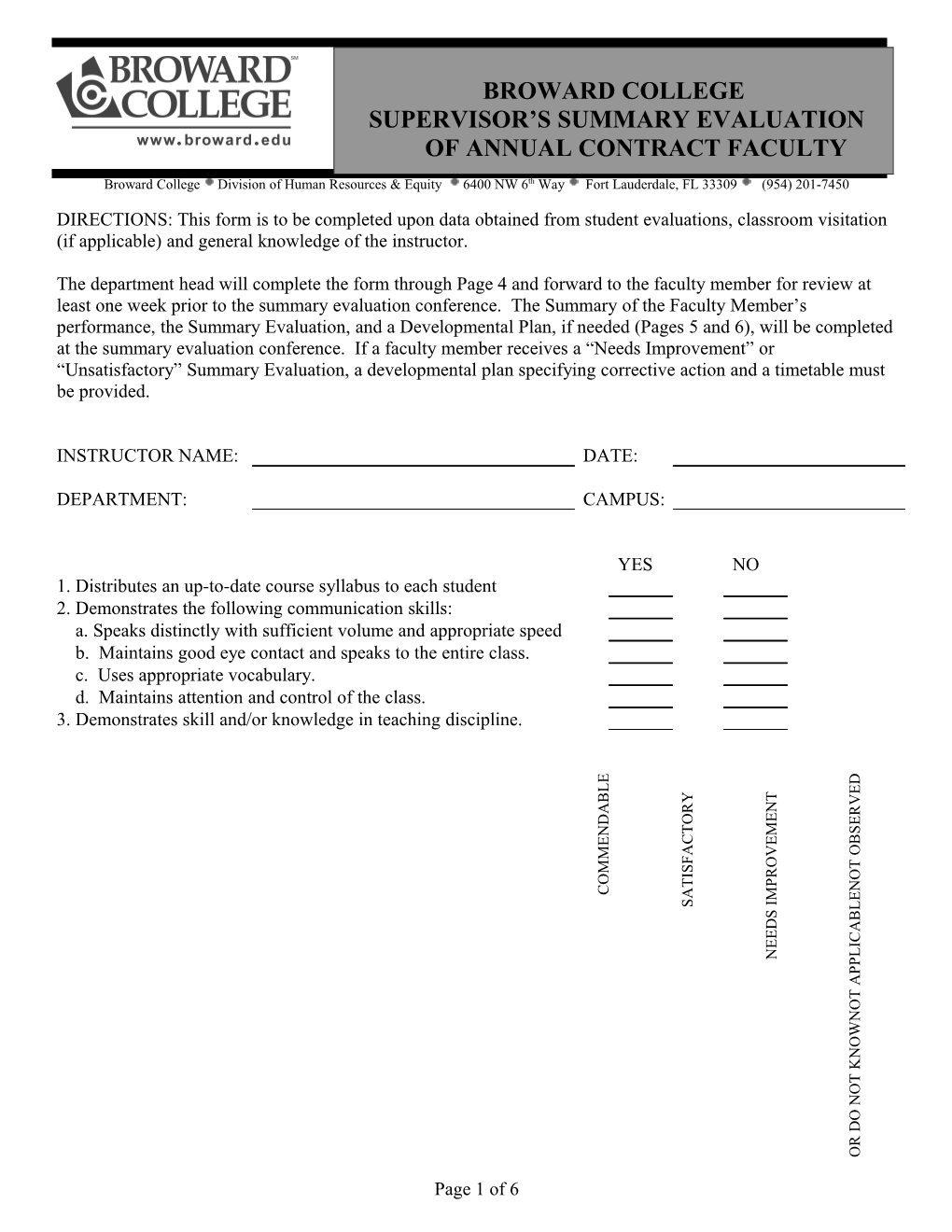 Faculty Contract Evaluation